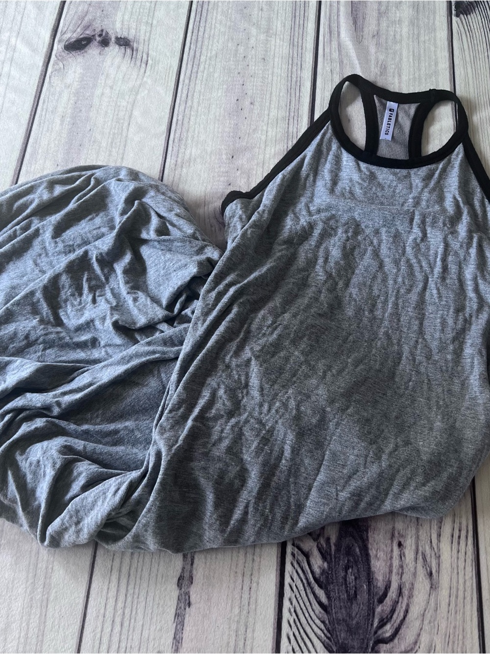 Fabletics Grey Racerback Ruched Midi Dress - Picture 3 of 9